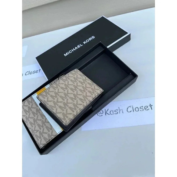 Michael kors Men Wallet Card Case Gift box set Butter - Picture 7 of 8